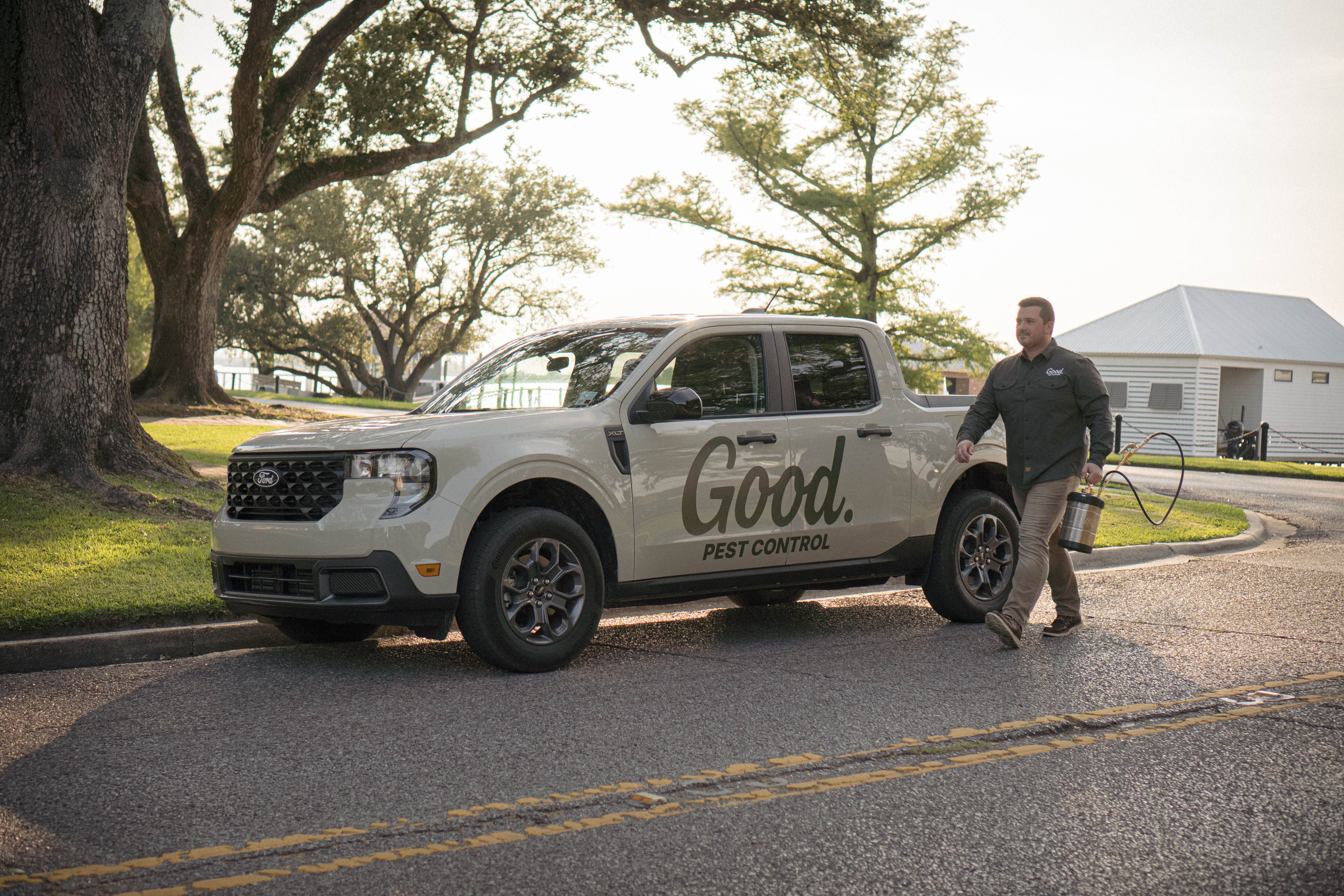 Good. Pest Control branded service truck